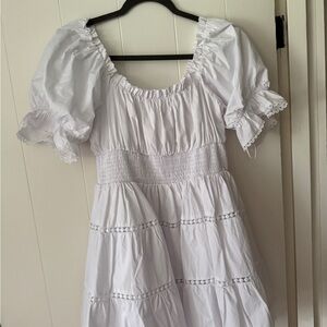 Altar'd State White Puff Sleeve Mini Dress